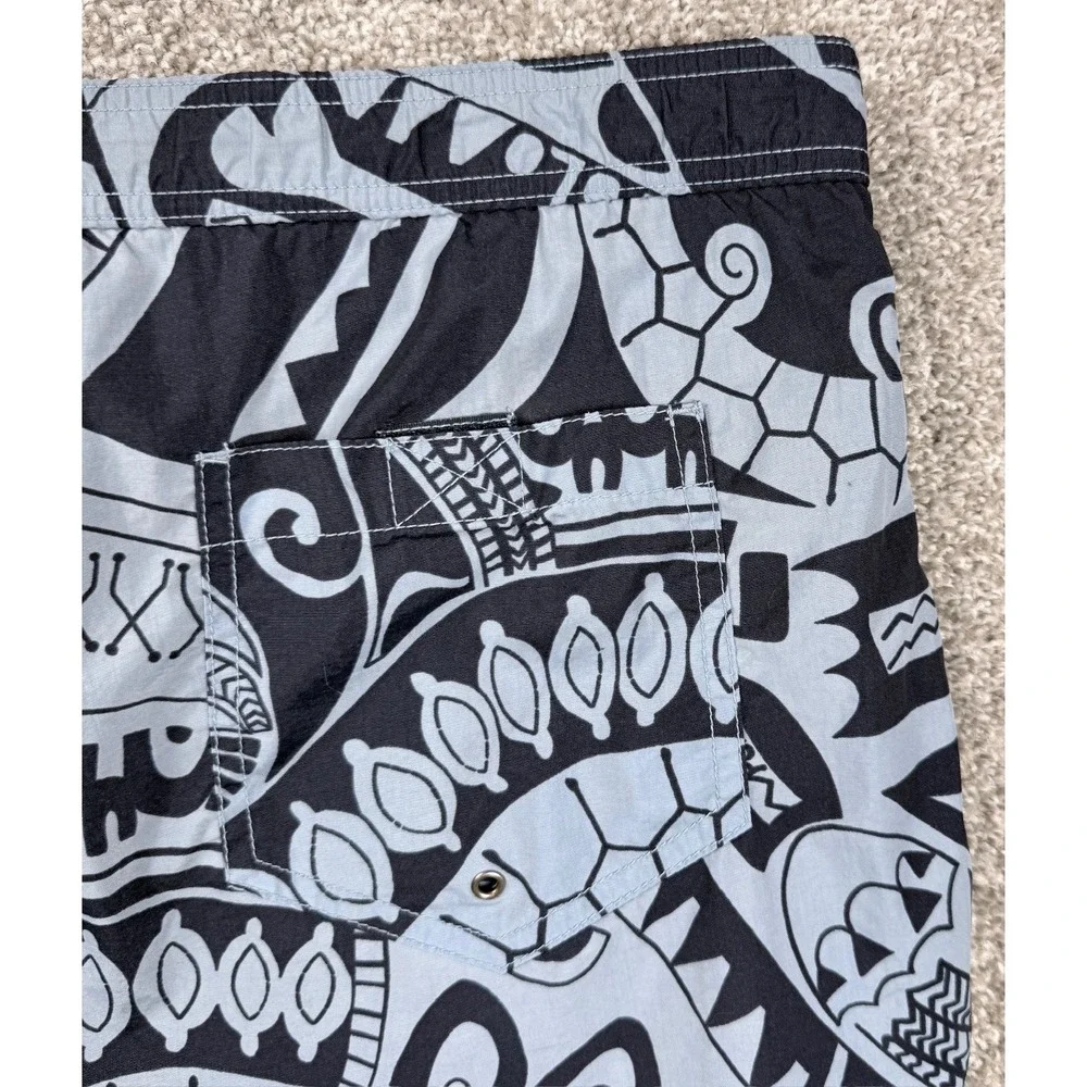 Polo Sport Ralph Lauren Swim Trunks XL Blue Tribal Tiki Print Mesh‎ Lined Y2K